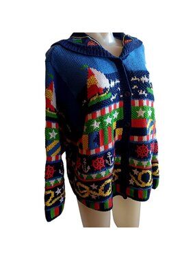 Vintage The Eagles Eye Large Sweater Nautical Sailboat 1990's Women's